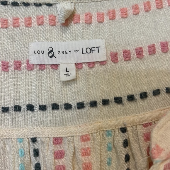 Loft split neck polka dot tie waist blouse - Picture 2 of 5